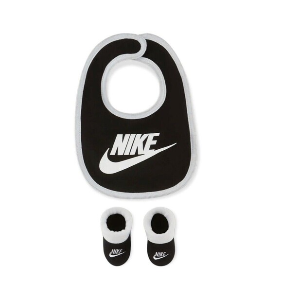 2 Pack - Nike 0-6 Months Baby Boy Newborn Bib & Booties Set Black/Red Infant - Picture 2 of 3